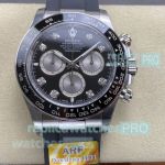 ARF Super Replica Rolex Cosmo Daytona 4131 Black Diamond Dial Rubber Strap Watch 